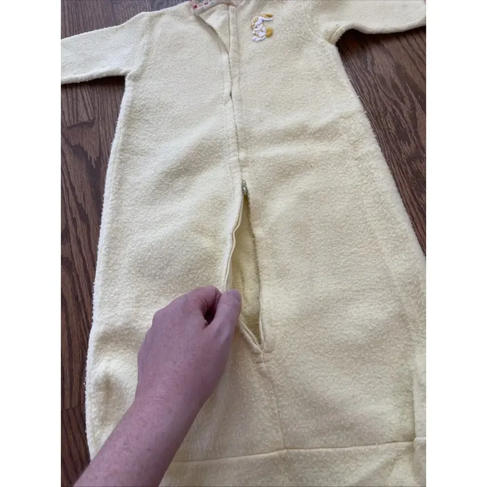 VTG Carter's Baby Sleep Sack Wearable Blanket Yellow Fleece Embroidered 0-9M